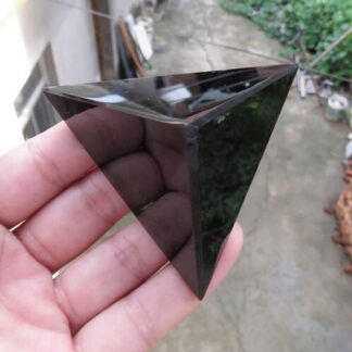 Natural Black Obsidian Tetrahedron, 4 Faces, 6 Edges 7cm, 85~110g Handmade Pyramid Reiki / Healing