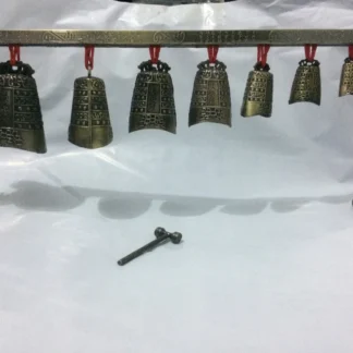 China old hand carved bronze 7 flat bell chimes